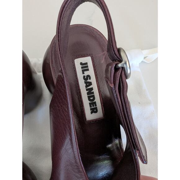 Jil Sander Ribes Leather Column Heel Slingback Sandals Women’s EU 36 US 6 Chic - Picture 8 of 9